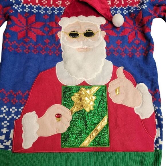 Holiday Time Men's Santa Drink Pocket Ugly Christmas Sweater Winner - Picture 2 of 6